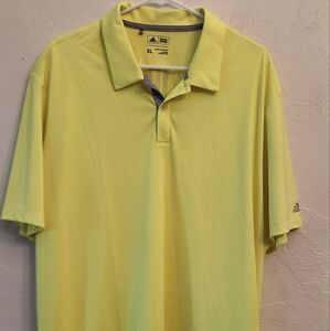 Adidas Yellow Polo Shirt Athletic Casual Wear